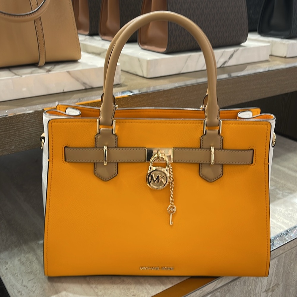MICHAEL KORS Hamilton Medium Color-Block Leather Satchel
POP ORANGE MULTI
NWT - Picture 10 of 16